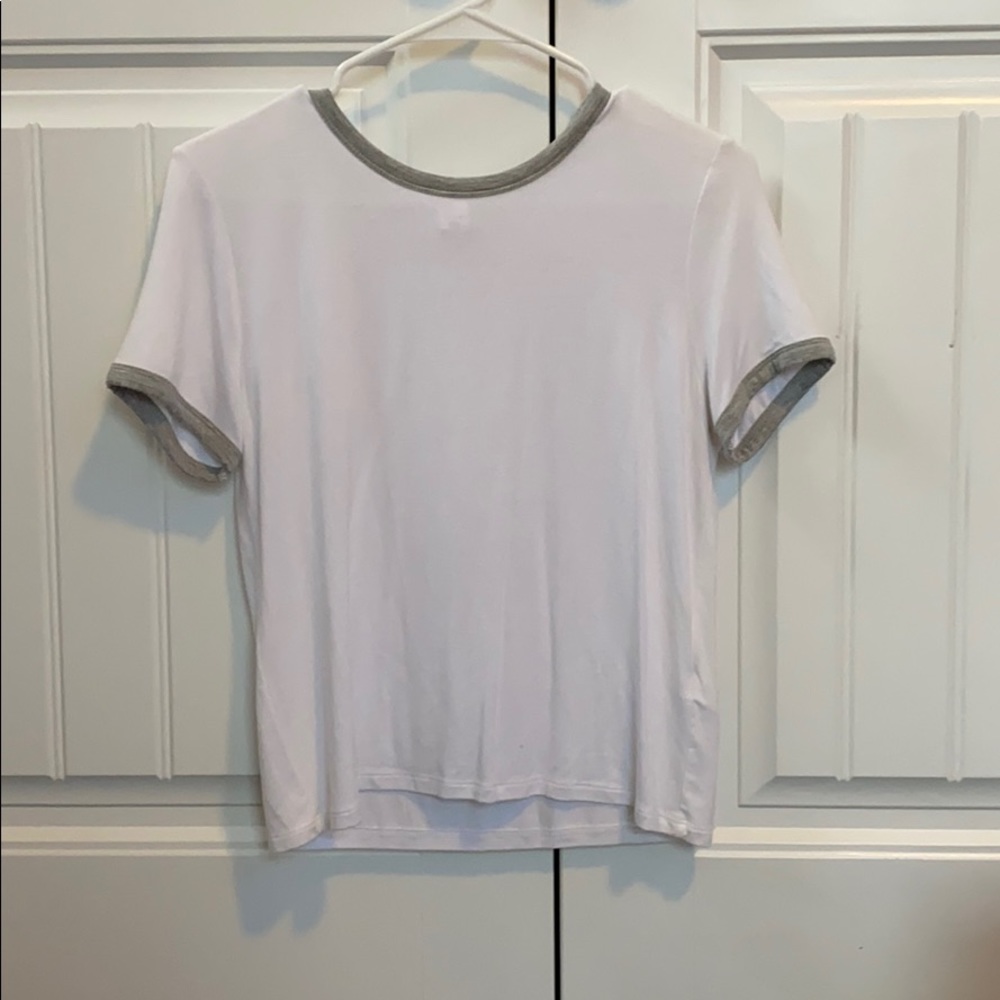 Plain white and grey short sleeve shirt